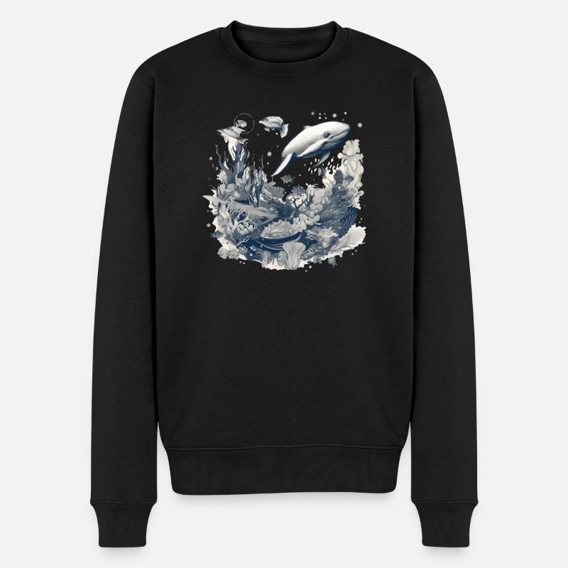 Der Wal - Männer Premium Bio Pullover - Schwarz