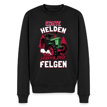 Landwirt Traktor Echte Helden Fahren Rote Felgen - Männer Premium Bio Pullover - Schwarz - Vorne - Nico (187cm)
