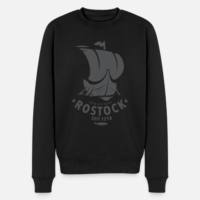 Hanse Kogge Rostock - Männer Premium Bio Pullover - Schwarz