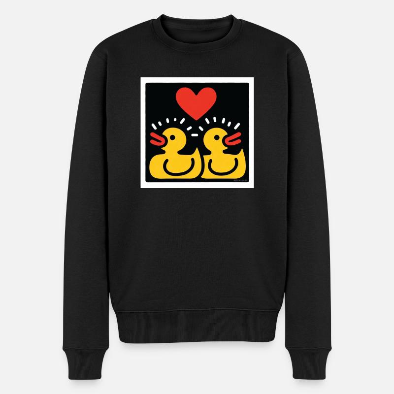 Liebe Enten - Männer Premium Bio Pullover - Schwarz