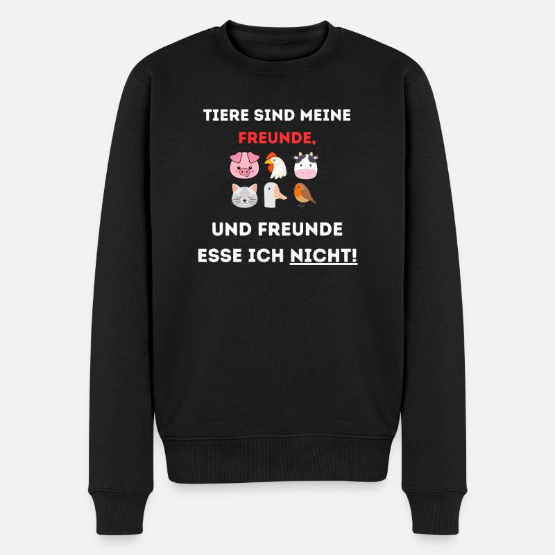 Tiere sind meine Freunde. - Männer Premium Bio Pullover - Schwarz