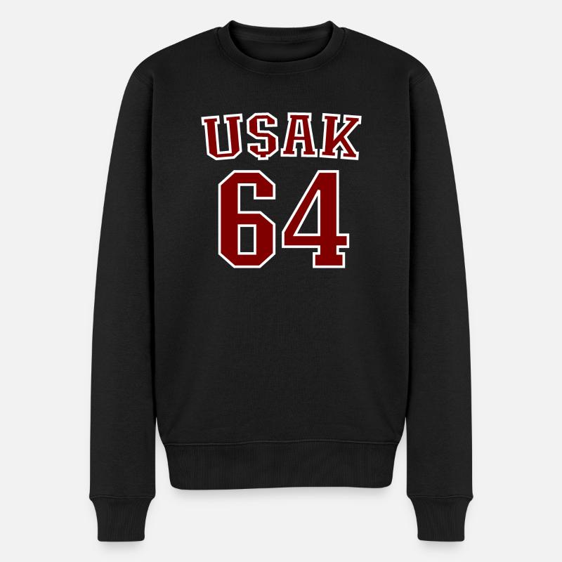 Usak 64 - Männer Premium Bio Pullover - Schwarz