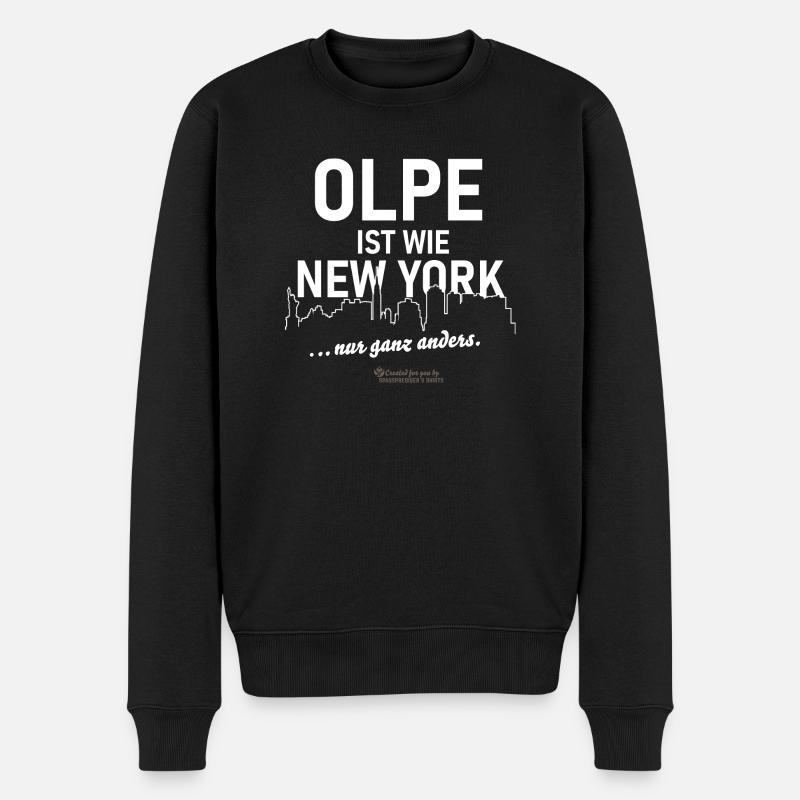 Olpe ist wie New York - Männer Premium Bio Pullover - Schwarz