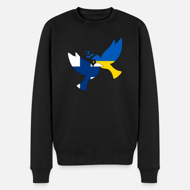 Ukraine Finnland Friedenstaube Unterstützung - Männer Premium Bio Pullover - Schwarz