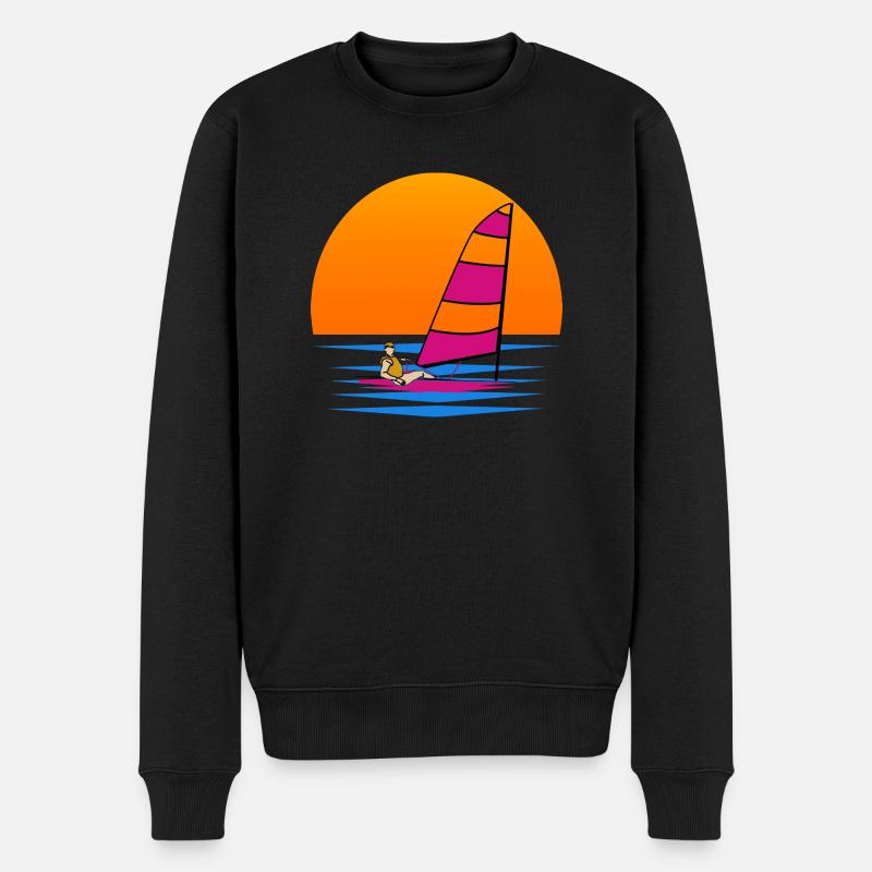 Windsurfing-Surfer-Sommer-Wassersport - Männer Premium Bio Pullover - Schwarz