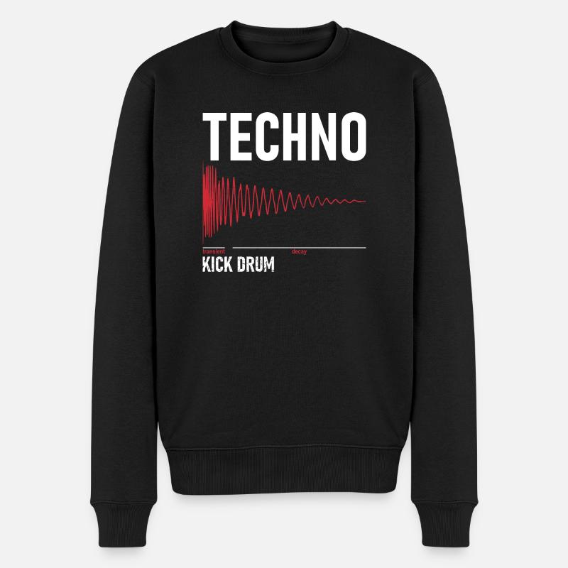 Techno - Kick Drum - Männer Premium Bio Pullover - Schwarz