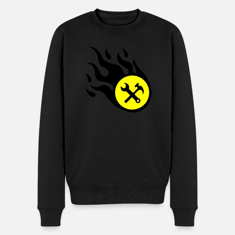 Handwerker Flamme - Männer Premium Bio Pullover - Schwarz