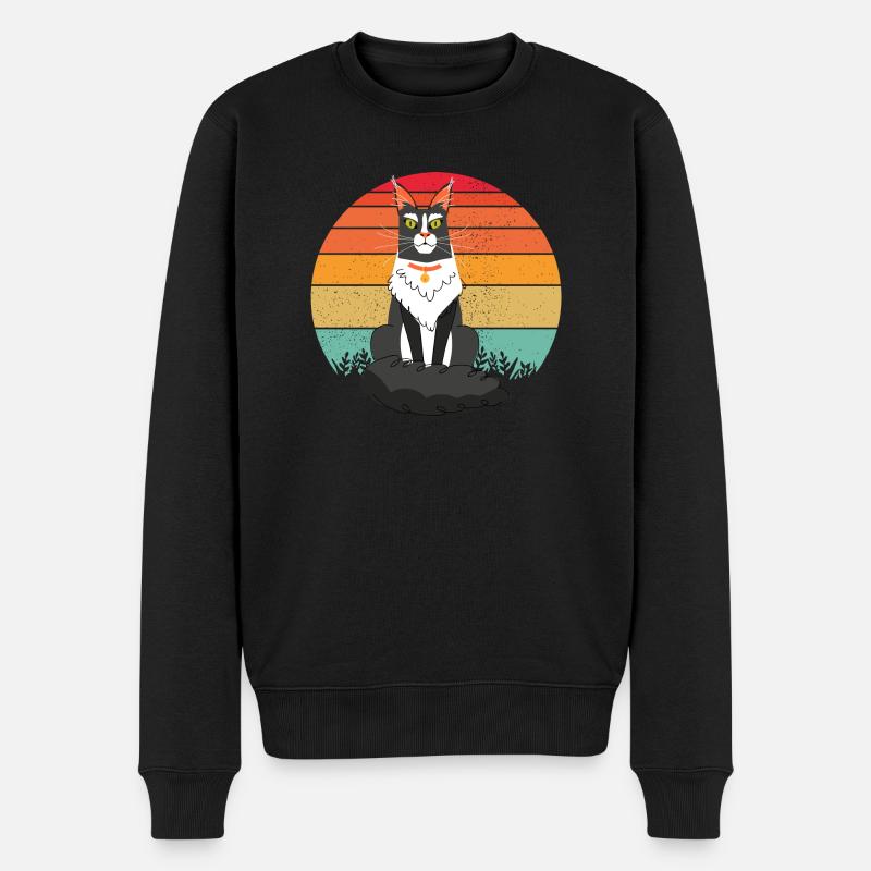 Chat main COON rétro - Pull Premium bio Homme - noir