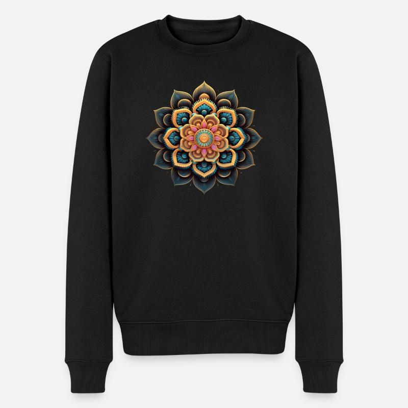 Mandala Fleur Colorée - Pull Premium bio Homme - noir