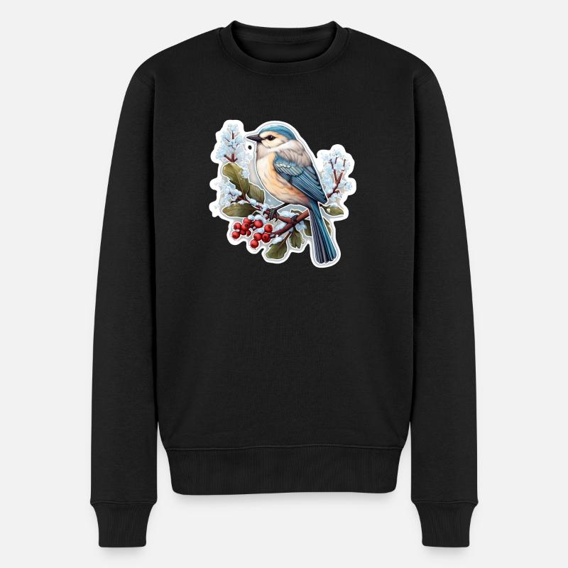 Oiseaux en hiver - Pull Premium bio Homme - noir