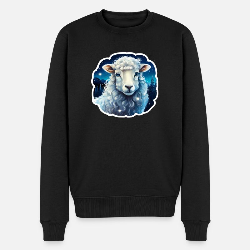 Winternachtsschaf - Männer Premium Bio Pullover - Schwarz