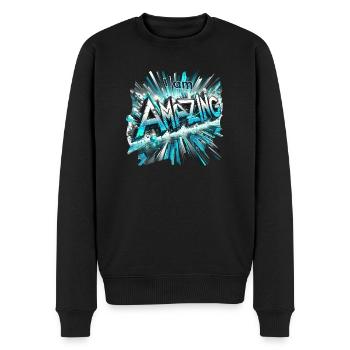 amazing - Männer Premium Bio Pullover - Schwarz - Vorne - Nico (187cm)