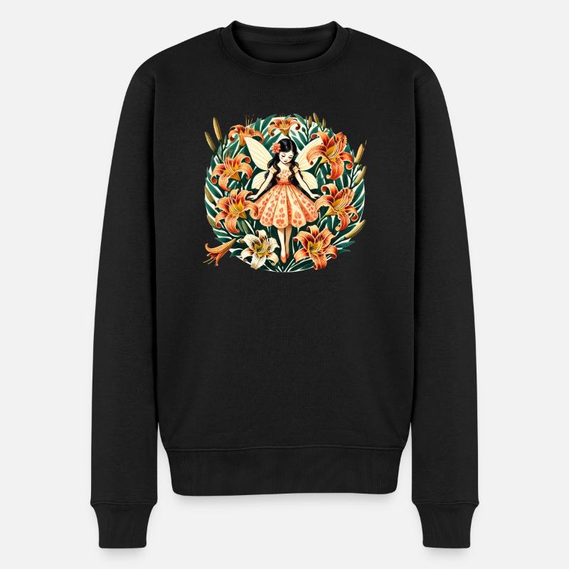 Tiger Lily Fee - Männer Premium Bio Pullover - Schwarz