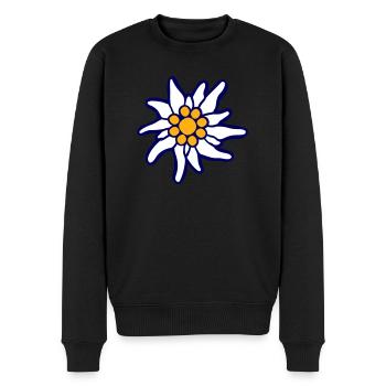 Weiße Alpen Edelweiß Blume Bergblume Berge Wandern - Männer Premium Bio Pullover - Schwarz - Vorne - Nico (187cm)
