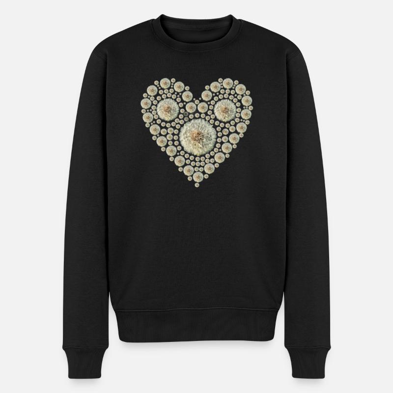 Herz aus Pusteblumen - Männer Premium Bio Pullover - Schwarz