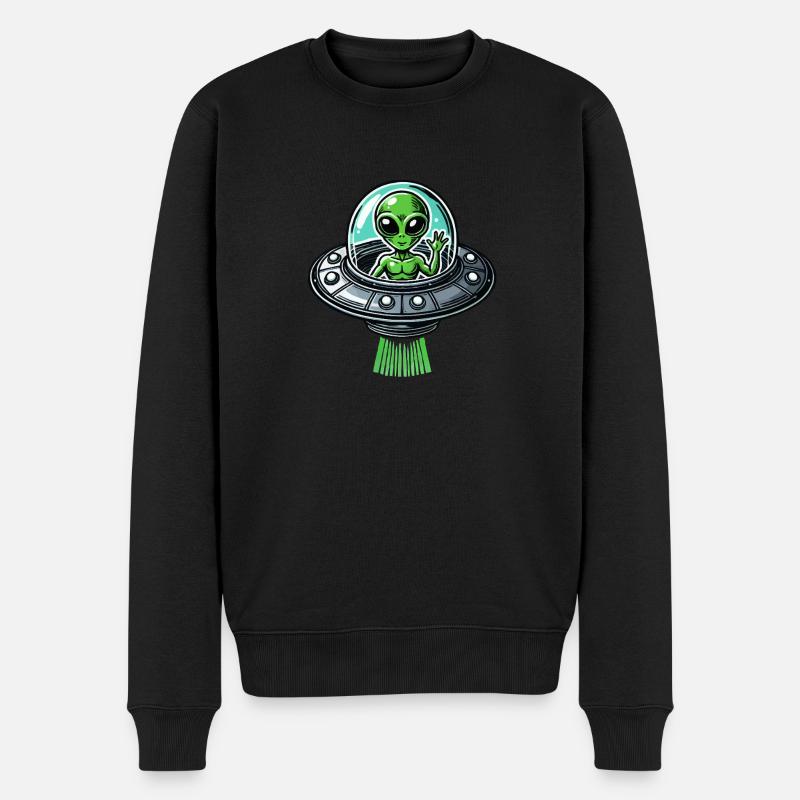 ufo alien - Männer Premium Bio Pullover - Schwarz