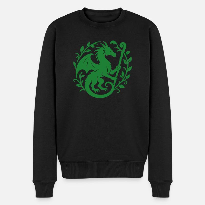 Druidendrache (hellgrün) - Männer Premium Bio Pullover - Schwarz