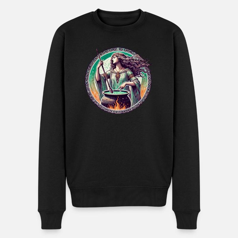 Vintage Hexe - Männer Premium Bio Pullover - Schwarz