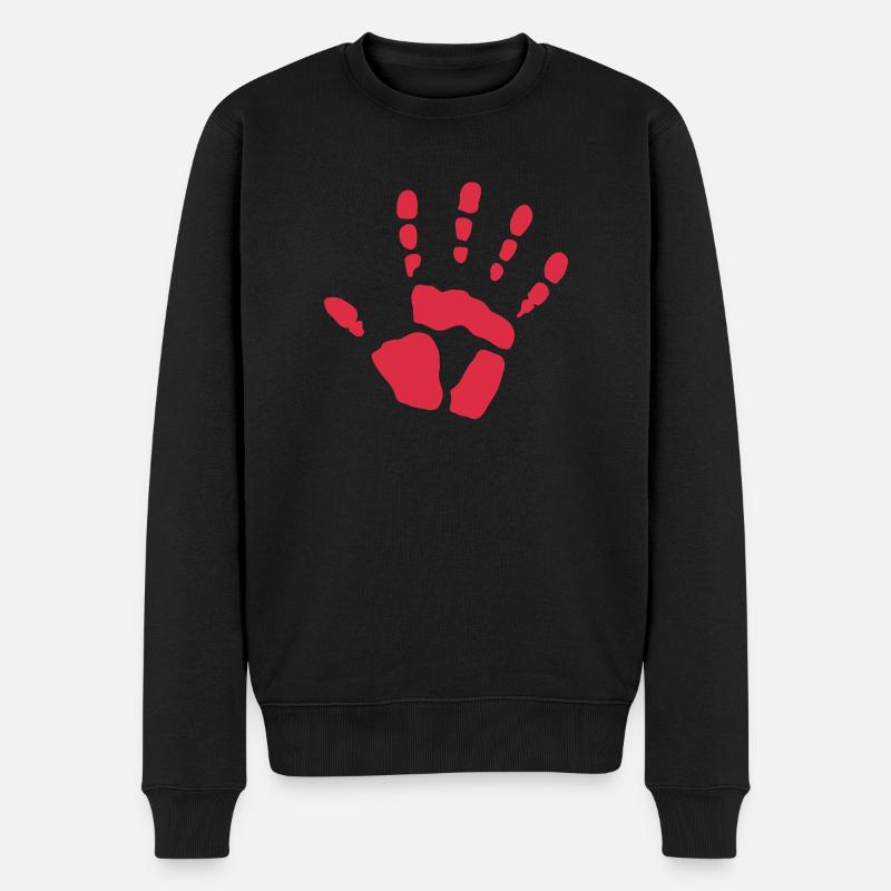 Hand Handabdruck - Männer Premium Bio Pullover - Schwarz