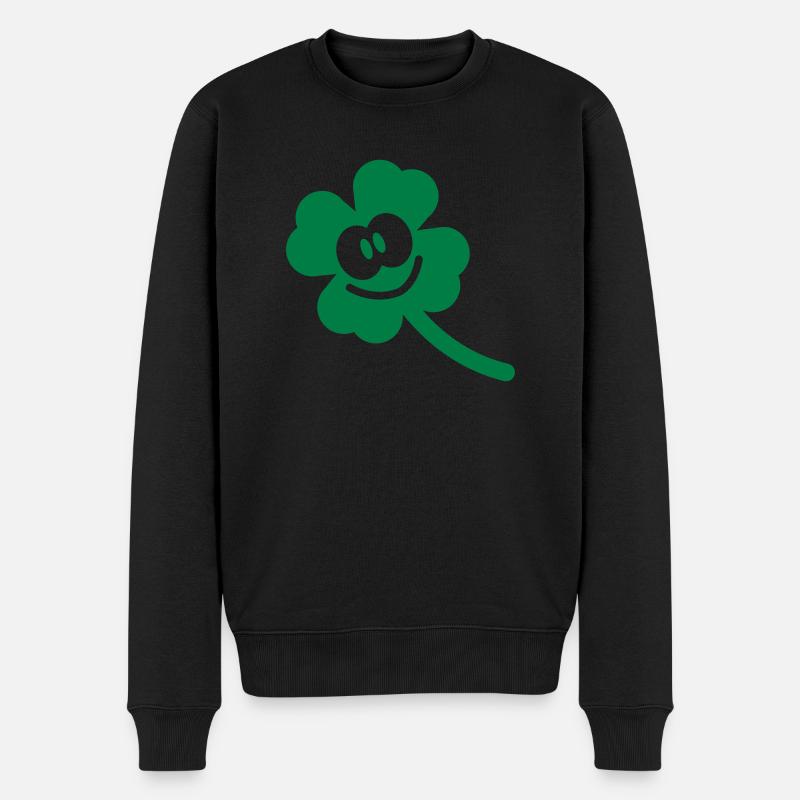 happy Kleeblatt - Männer Premium Bio Pullover - Schwarz