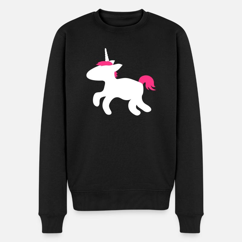 Niedliches Einhorn - Männer Premium Bio Pullover - Schwarz