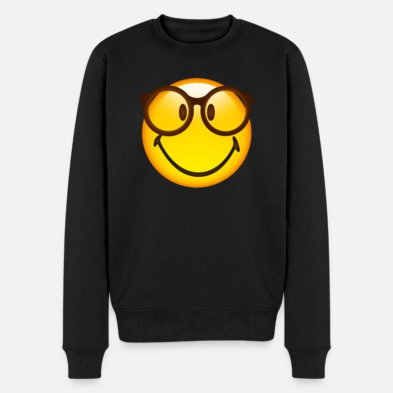 Smiley Glossy Nerd - Pull Premium bio Homme - noir