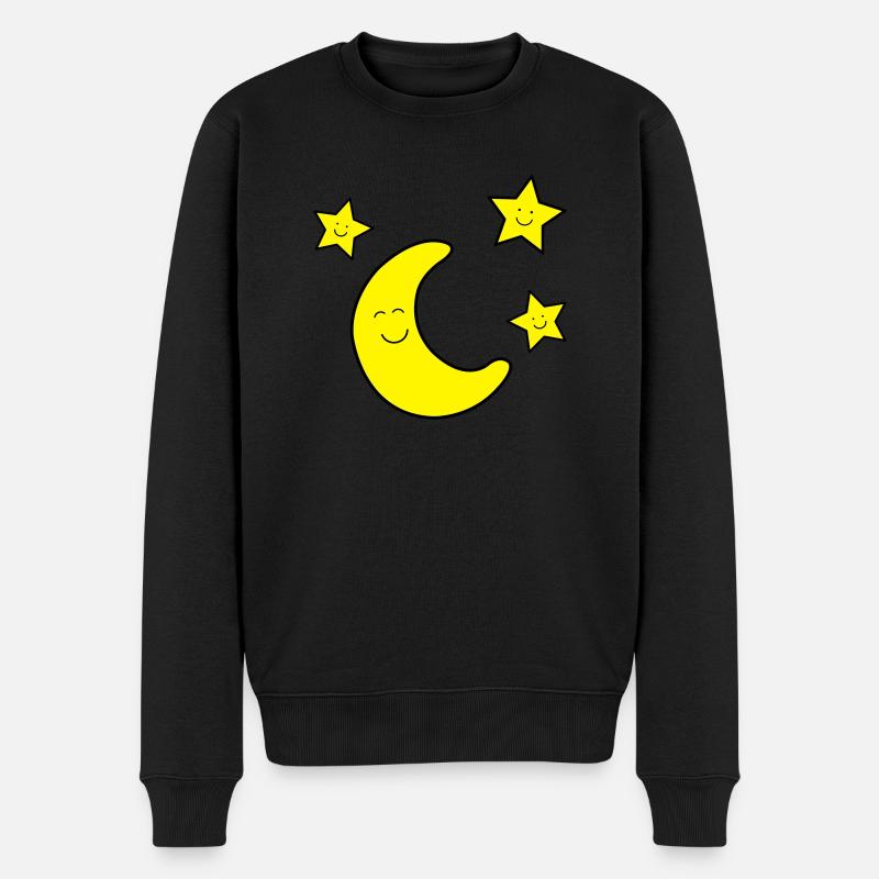 mond_sterne_02 - Männer Premium Bio Pullover - Schwarz