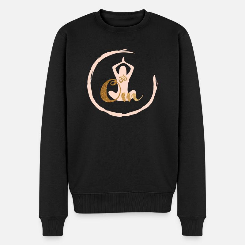 Yoga OM gold - Männer Premium Bio Pullover - Schwarz