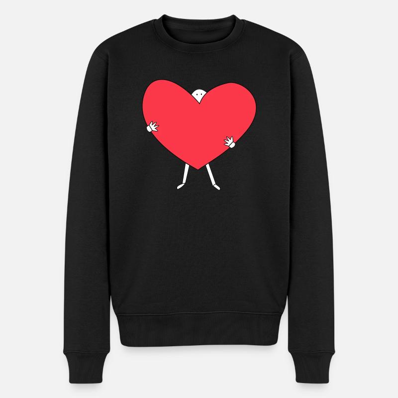 Süßes Männchen mit Herz in den Händen - Männer Premium Bio Pullover - Schwarz