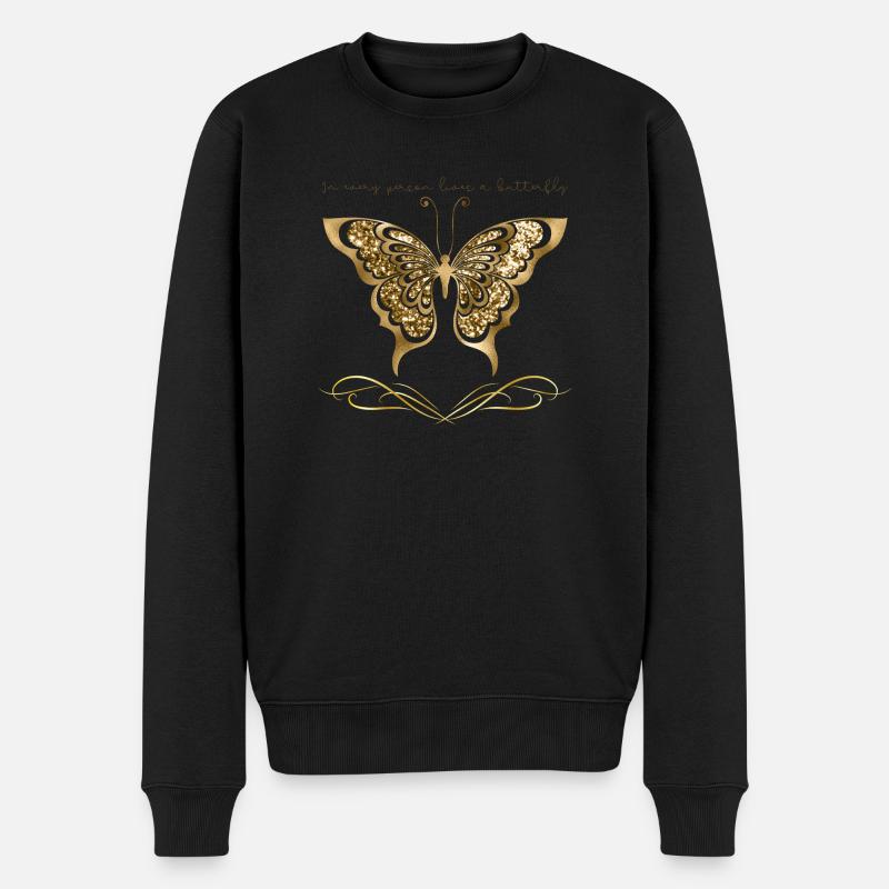 Golden butterfly - Männer Premium Bio Pullover - Schwarz