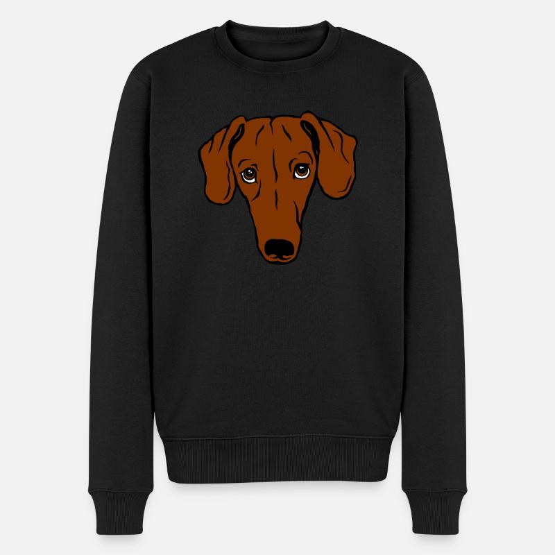 Dackel, kurzhaar - Männer Premium Bio Pullover - Schwarz