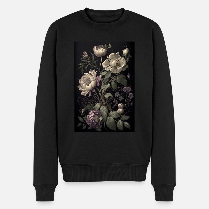 Blumen Gemälde Geschenk - Männer Premium Bio Pullover - Schwarz