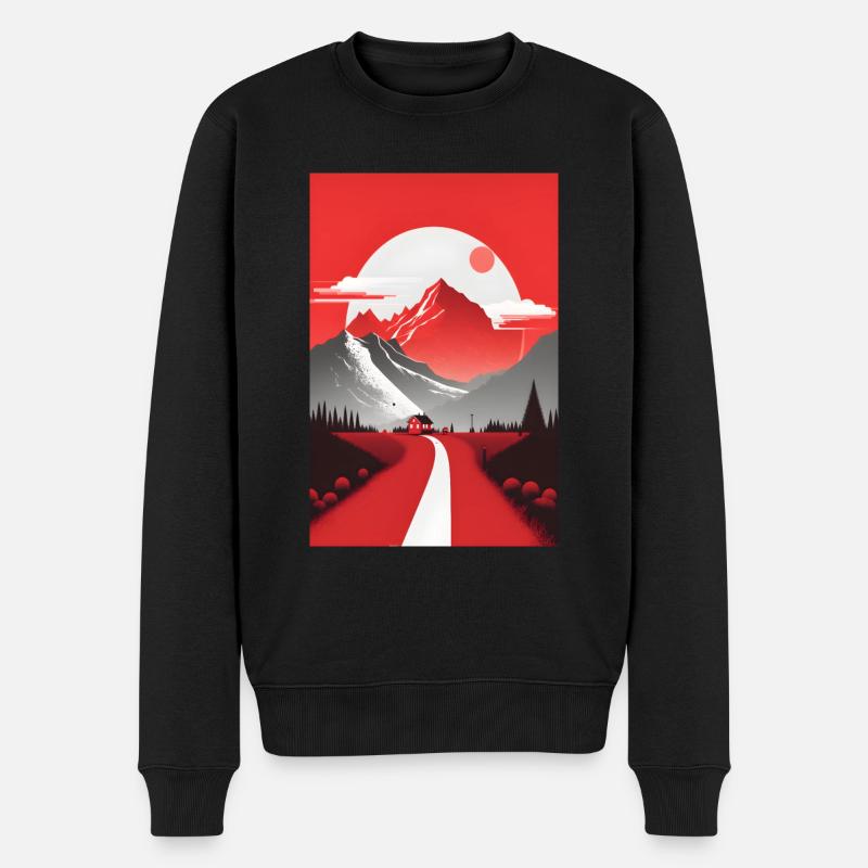 minimalistisch Natur Berge Geschenk - Männer Premium Bio Pullover - Schwarz