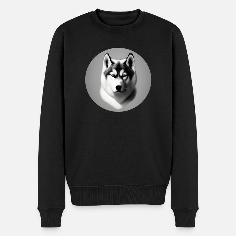 Husky Kreis - Männer Premium Bio Pullover - Schwarz