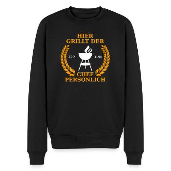 Grillen BBQ - Männer Premium Bio Pullover - Schwarz - Vorne - Nico (187cm)