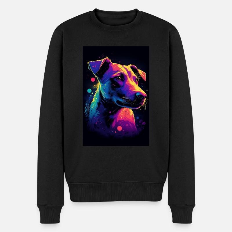 Jack Russell Terrier Synthwave Cadeau - Pull Premium bio Homme - noir