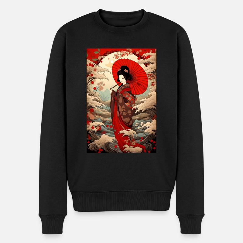 Japanisch Geisha Geschenk - Männer Premium Bio Pullover - Schwarz