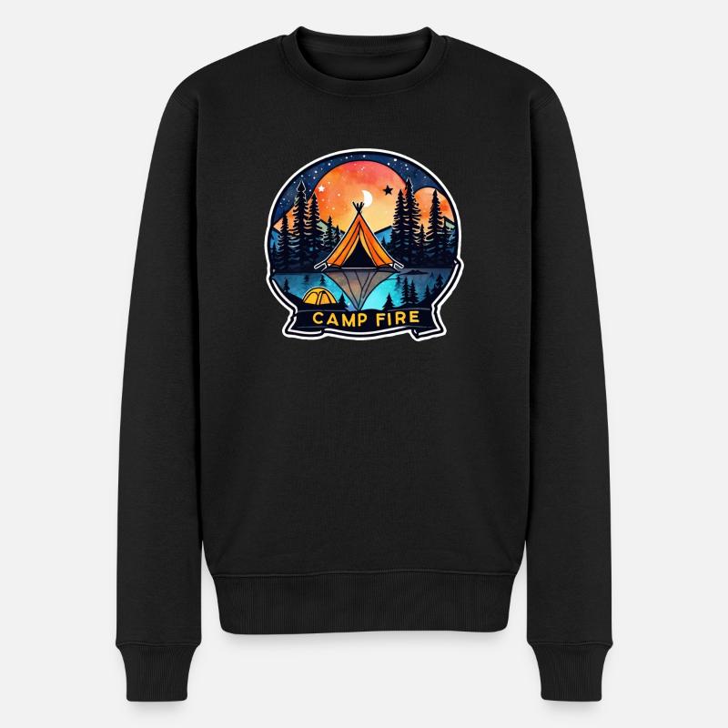 Camping & Lagerfeuer - Männer Premium Bio Pullover - Schwarz