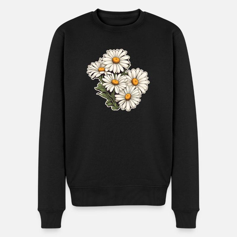 Gänseblümchen 5 Blüten - Männer Premium Bio Pullover - Schwarz