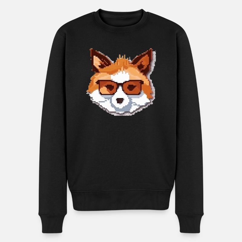 Pixoto der Fuchs - Männer Premium Bio Pullover - Schwarz