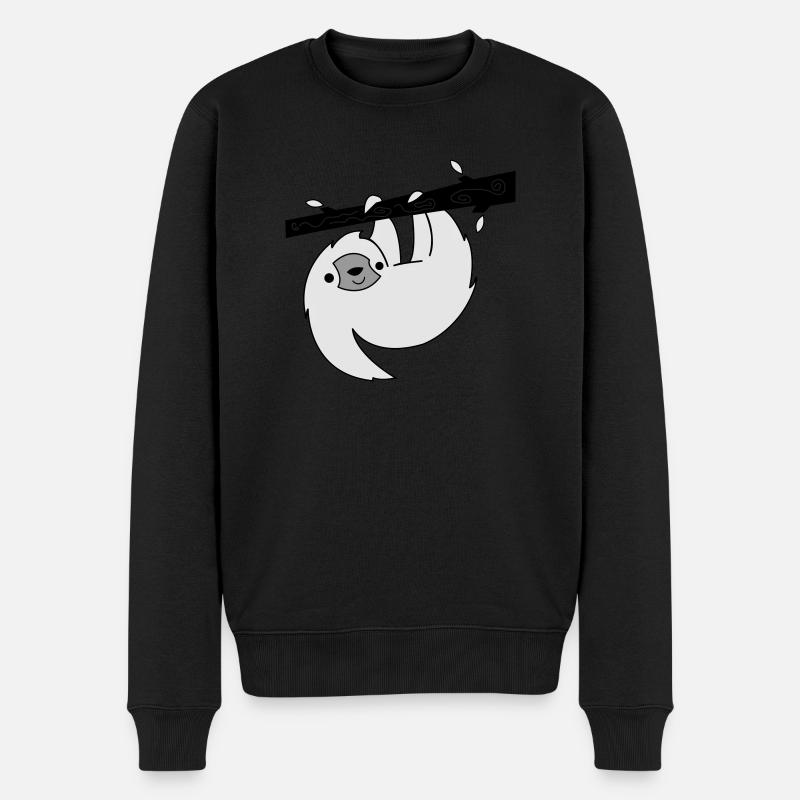 faultier 002 - Männer Premium Bio Pullover - Schwarz