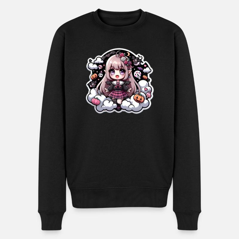 Anime Vampir Mädchen - Männer Premium Bio Pullover - Schwarz