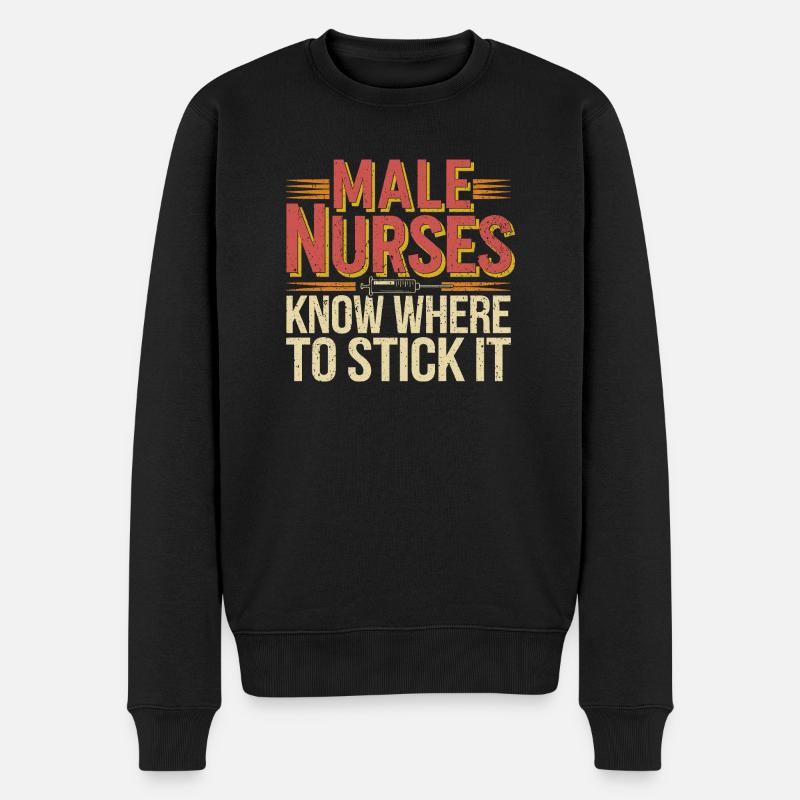Stolz auf den Pflegeberuf - Männer Premium Bio Pullover - Schwarz
