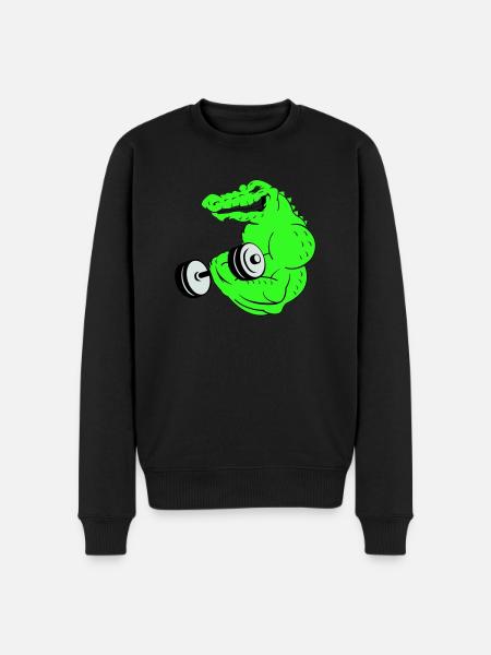 fitness crocodile 02 - Männer Premium Bio Pullover - Schwarz
