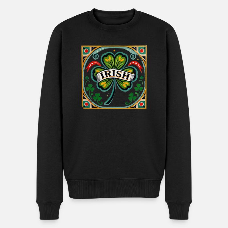 Retro-Irisch - Männer Premium Bio Pullover - Schwarz