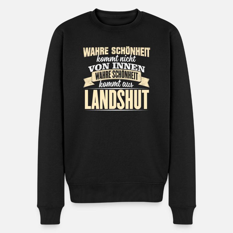 LANDSHUT - Schönheit - Männer Premium Bio Pullover - Schwarz