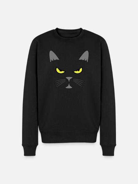 Katze cool gesicht - Männer Premium Bio Pullover - Schwarz