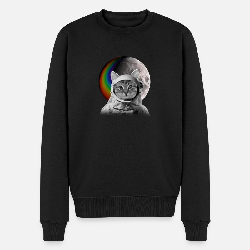 katze weltall - Männer Premium Bio Pullover - Schwarz