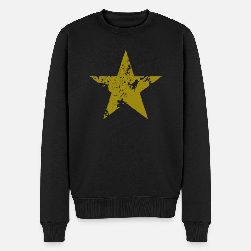 Cooler Stern Star - Männer Premium Bio Pullover - Schwarz