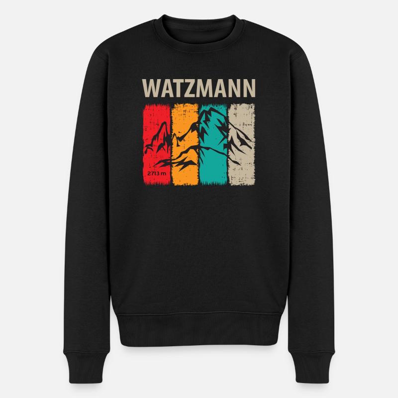 Montagne Watzmann avec un fond coloré - Pull Premium bio Homme - noir